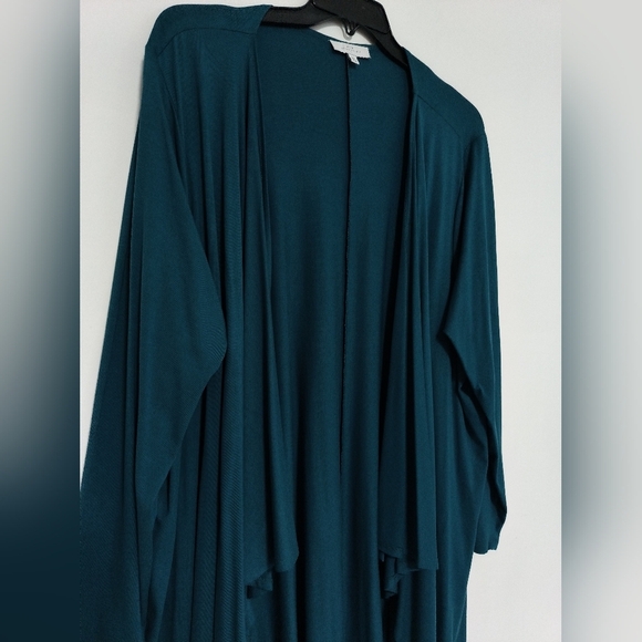 Solid Teal Women's Cardigan / 2X - Picture 4 of 6